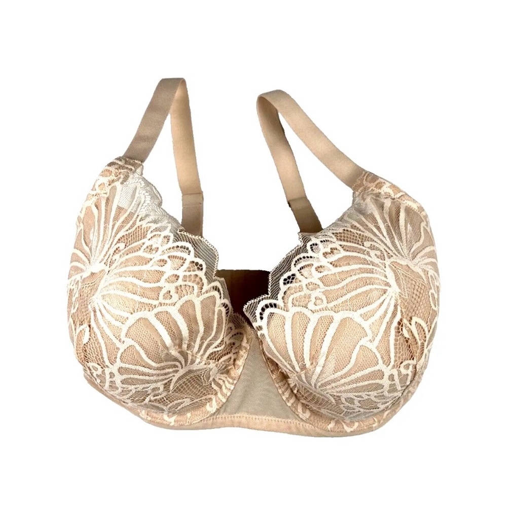 Paramour Women’s Bra 36H Tan Lace Underwire Padded Back Hooks